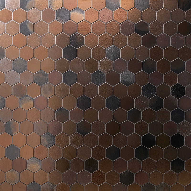 Carreau de mosaïque hexagonal Art Lava (0,86 pied carré / chaque), Gris foncé / brun