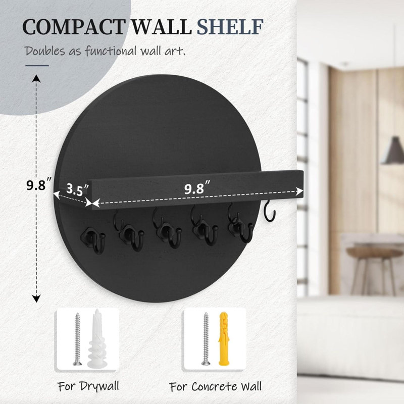 Manufactured Wood Wall Organizer, Black
