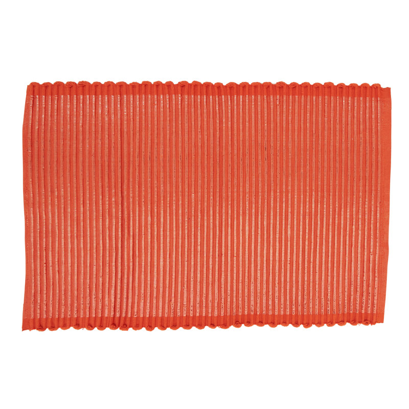 Orange Ribbed Cotton Rectangular Placemats Set of 4