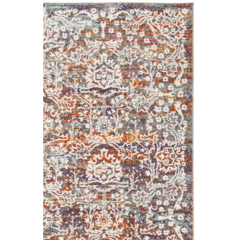 Felty Oriental Light Gray/Light Blue Area Rug, Rectangle 9' x 12'