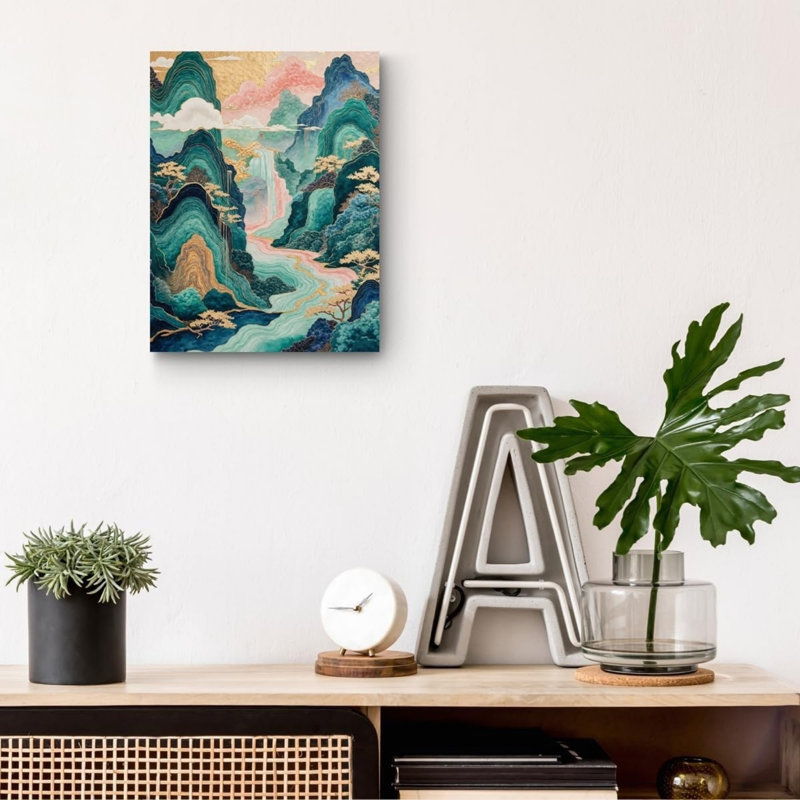 Waterfall Unframed Canvas Wall Art 16" X 20"