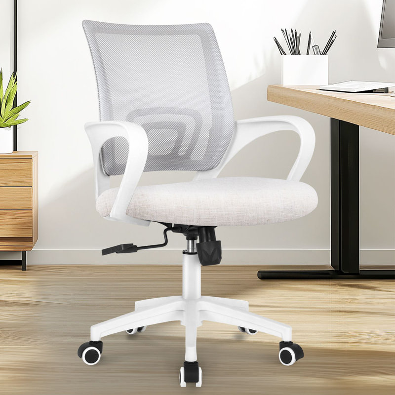 Chaise de bureau ergonomique en filet, Blanc / ivoire, 1 pièce