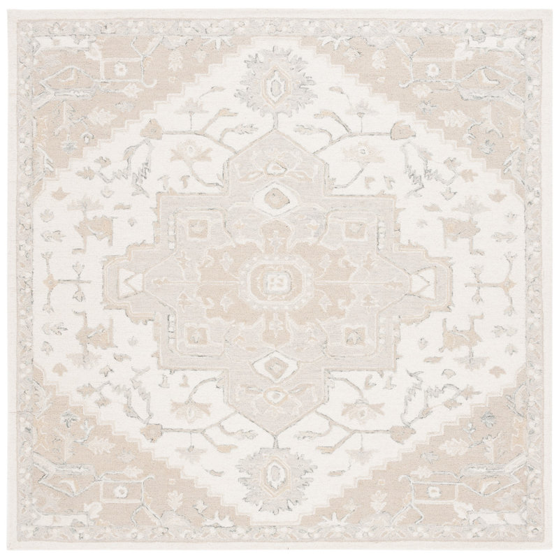 Tapis ivoire / beige en laine / coton touffeté à la main Lauren Ralph Lauren Percy, Carré 7 pi