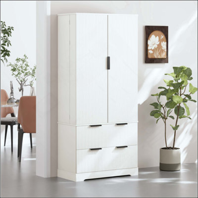 Armoire de cuisine moderne cannelée avec 2 grands tiroirs et 8 étagères à épices, organisateur de rangement autoportant pour salle de bain, salle à manger, bureau, entrée