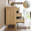 Commode cannelée beige à 9 tiroirs - Commode en bois moderne avec rangement profond pour l'organisation de la chambre à coucher