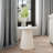  Round Marble and Solid Wood Pedestal End Table-1832943724