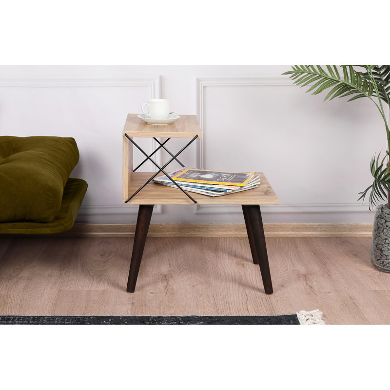 Table de chevet rectangulaire 22 po 2 niveaux, Pin