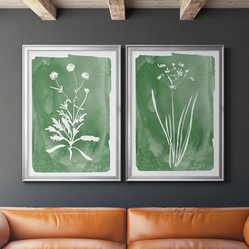 Toile encadrée de qualité supérieure Green Botanical I - prête à être accrochée, H 42,5 po x l 61 po x P 1,25 po, Argent