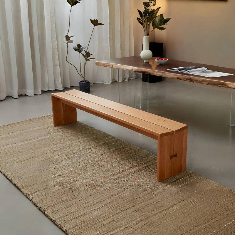Banc de rangement Julus, H 17,71 po x l 70,86 po x P 12,59 po, Brun clair