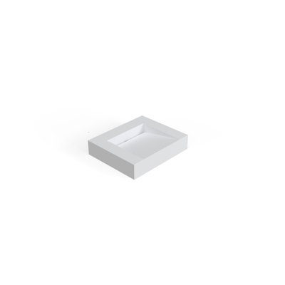 Badeloft 23.6" x 19.6" Square Stone Resin Wall Mounted Bathroom Sink WT-04-E-M in Matte White