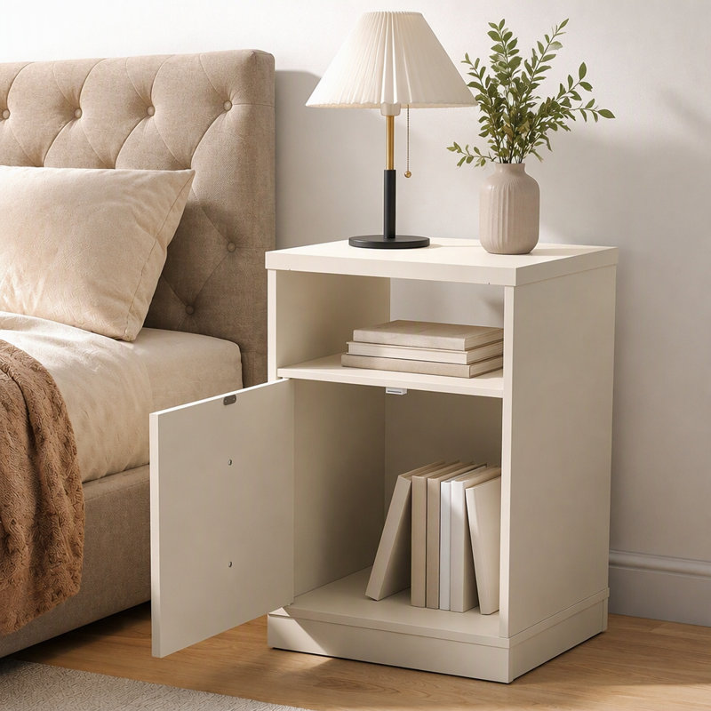 Ensemble de table de chevet moderne en faux bois à 2 tiroirs de 15,7 po de largeur avec porte et tablette