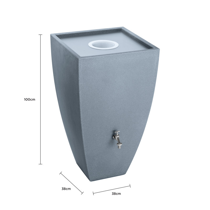 Ebern Designs 100L Polyethylene Plastic Planter Rain Barrel and Hose