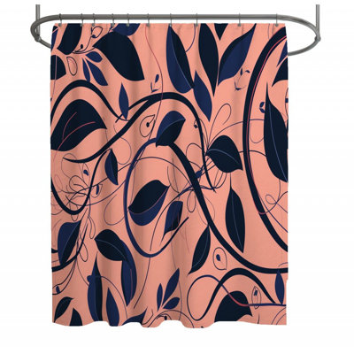 Coral Vines Illustration Floral Shower Curtain
