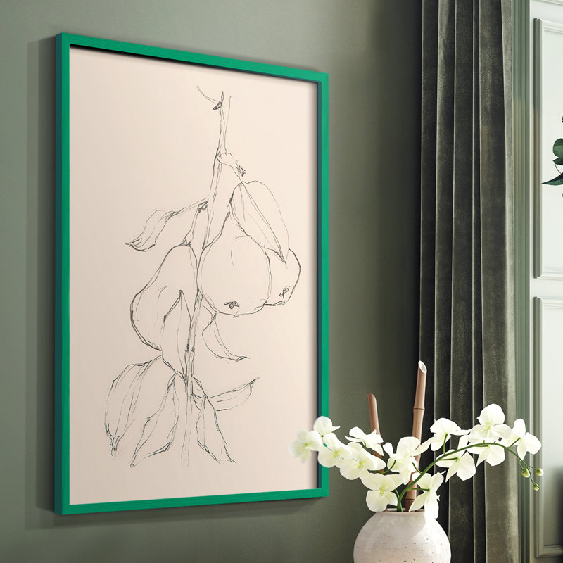Fruit Contour Study II Framed Print - Solid Wood, Green Single Picture Framed, 10" H x 8" W