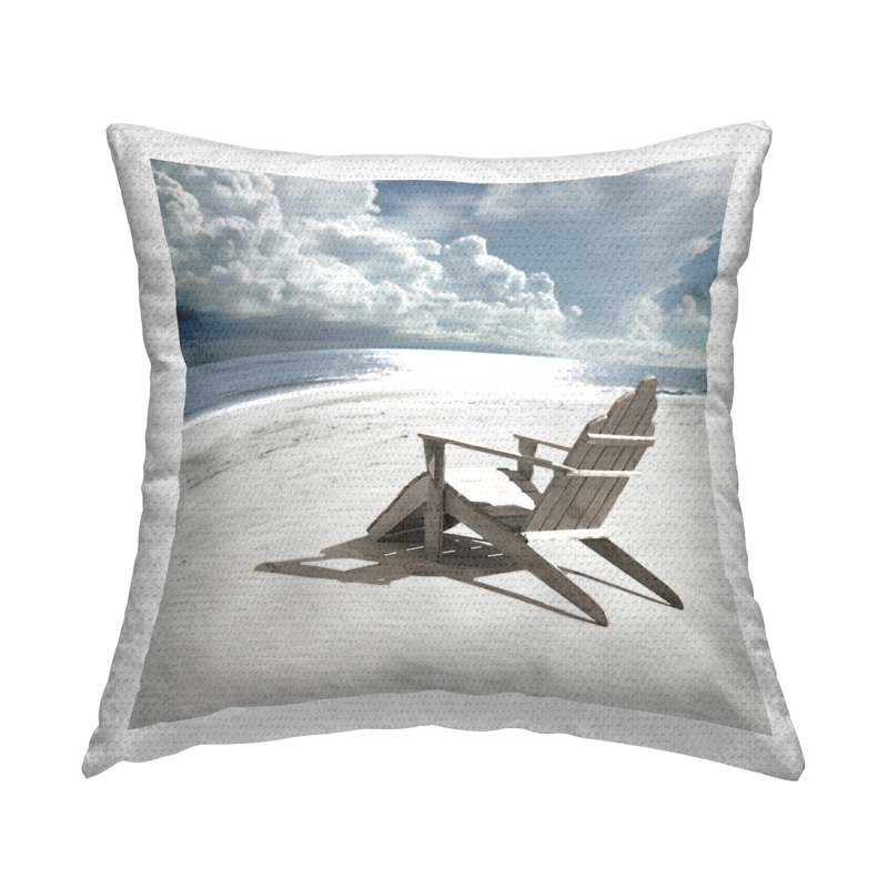 Rolling Clouds Beach Printed Outdoor Throw Pillow Design by Noah Bay