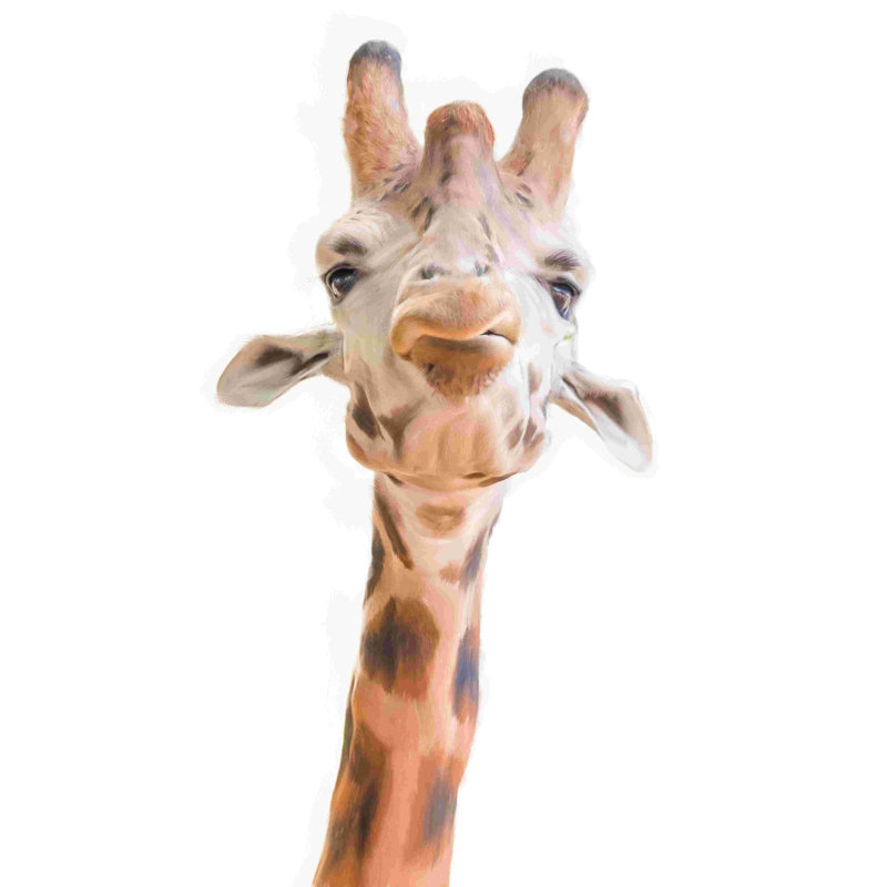 Girafe, peinture sur toile tendue, H 18 po x l 12 po
