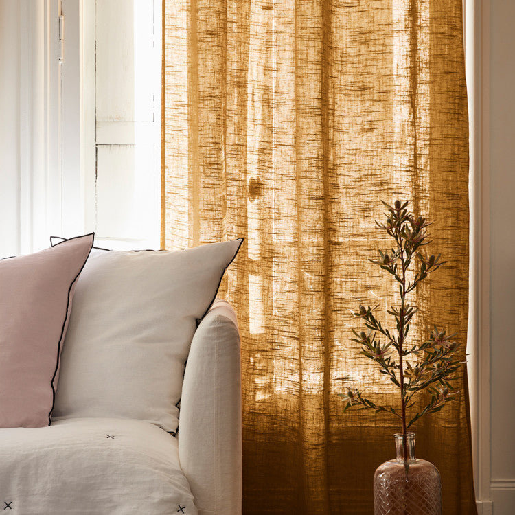Bellavista Semi Sheer Curtain Single Panel, Width 350 x Drop 280cm, Ochre