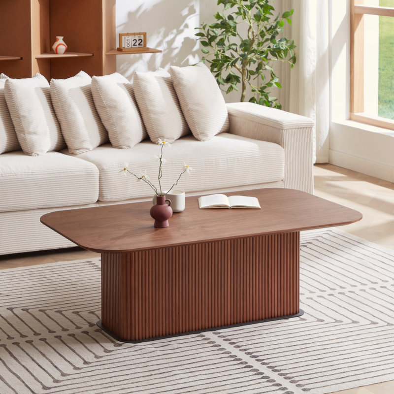 Table basse en noyer et pieds en métal, Brun