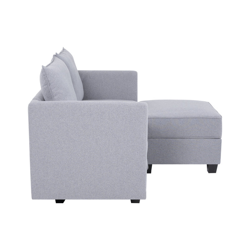 Causeuse modulaire en L avec repose-pieds Cateleya, Gris