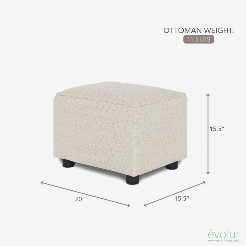Upholstered Ottoman, Beige Cotton Blend
