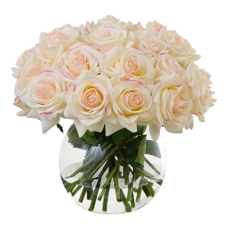 Roses in Vase, Ivory Pink