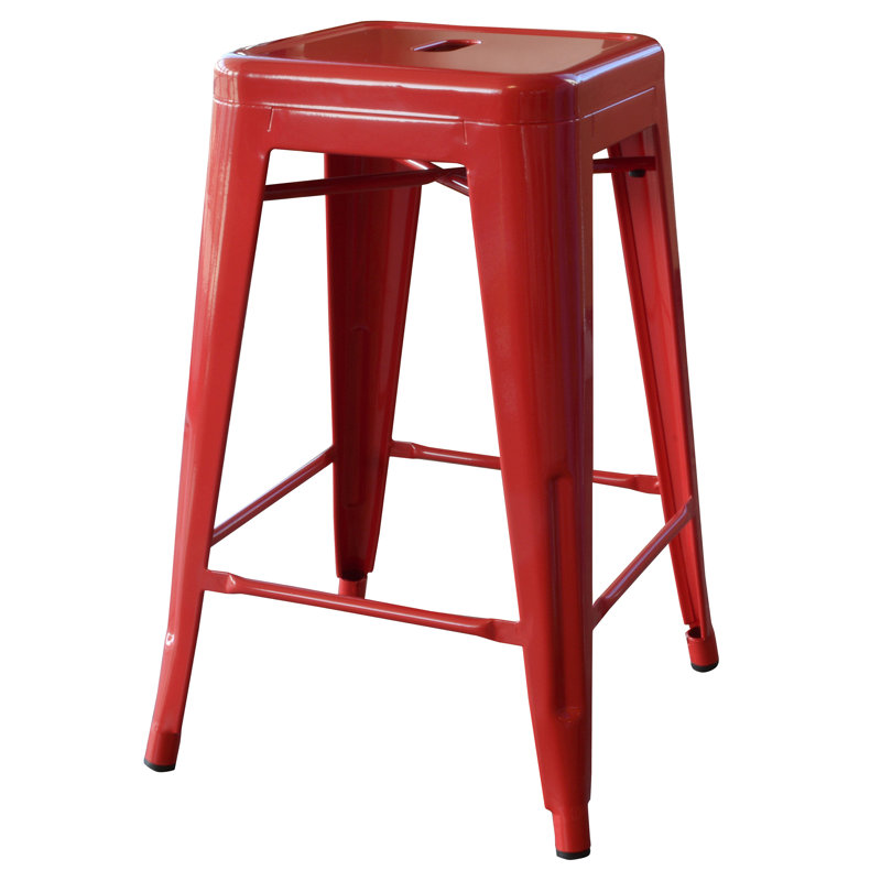 Itzia Counter Stool with Metal Frame, Red, Counter Stool (24" Seat Height), 3
