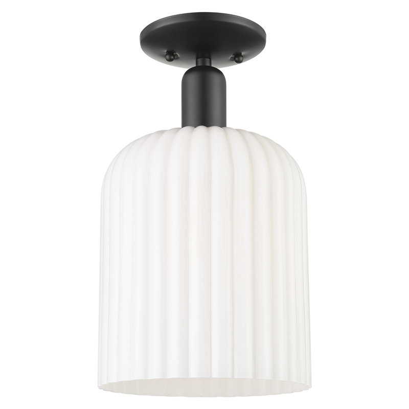 Downtown Urban - Alvarez - 1 Light 8" Semi-Flush Mount, Gloss White, Matte Black