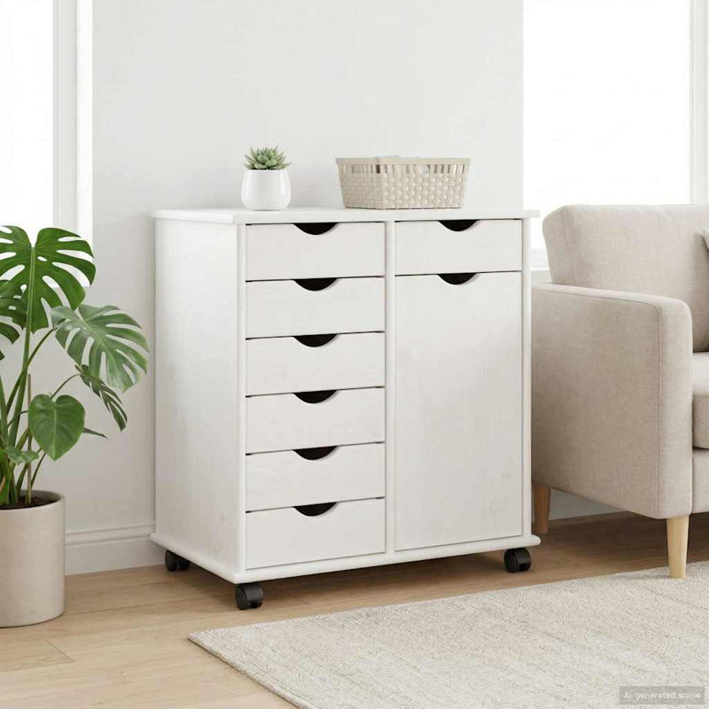 Solid Wood Rectangle Accent Cabinet, White