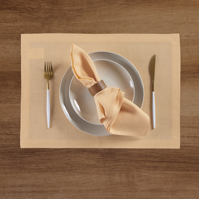 100% Pure Linen Dinner Napkins - Fete, Peach