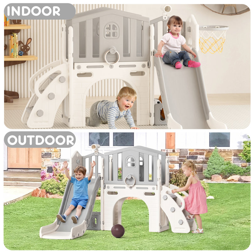 Ensemble de jeu extérieur 8 en 1 pour enfants, Beige/gris