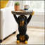 Charmante table d'appoint pour chien noire avec statue MGO, parfaite pour la décoration intérieure et extérieure, ajoute une élégance ludique à tout espace