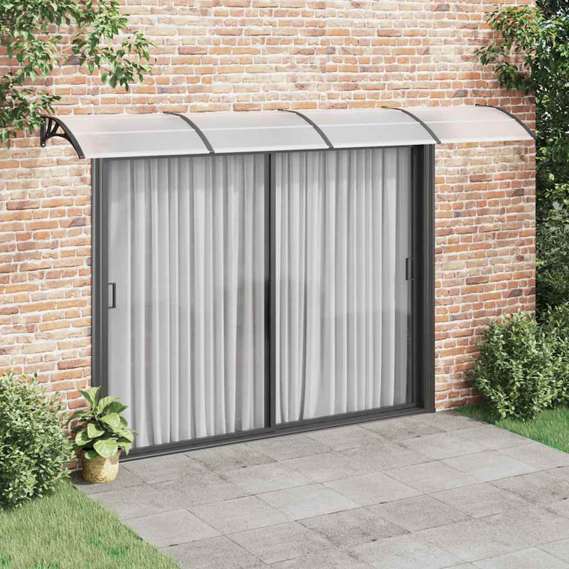 Auvent de porte en polycarbonate noir ABS Aluminium 157,5 x 39,4 po, H 39,4 po x l 157,5 po x P 0,2 po, Blanc