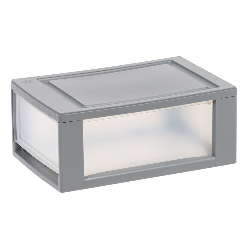 Diedrich Stackable Storage Bin W/ Drawer, Gray, 5