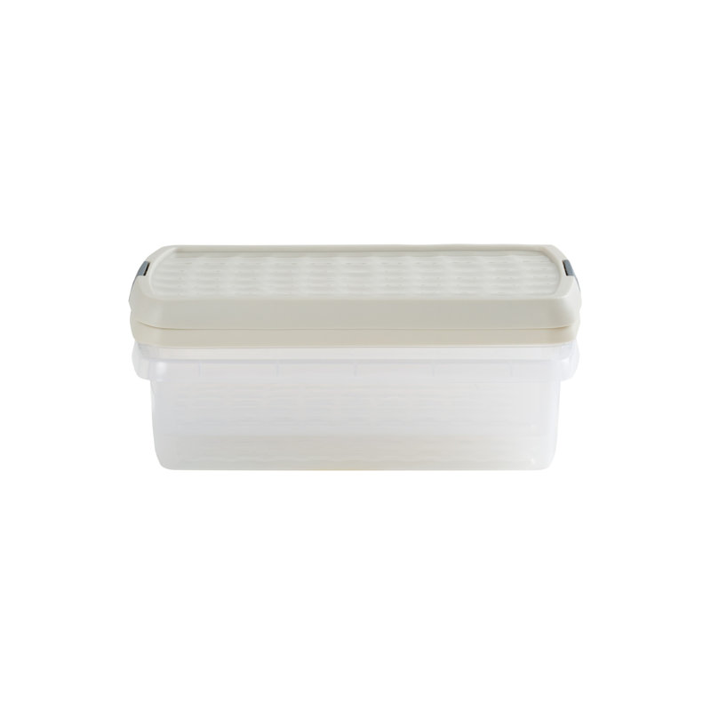 Wham Clip 7L Rectangular Plastic Storage Boxes with Secure Clip Lock Lids. L:39 x W:24 x H:10.5cm Clear/Stone/Slate Grey