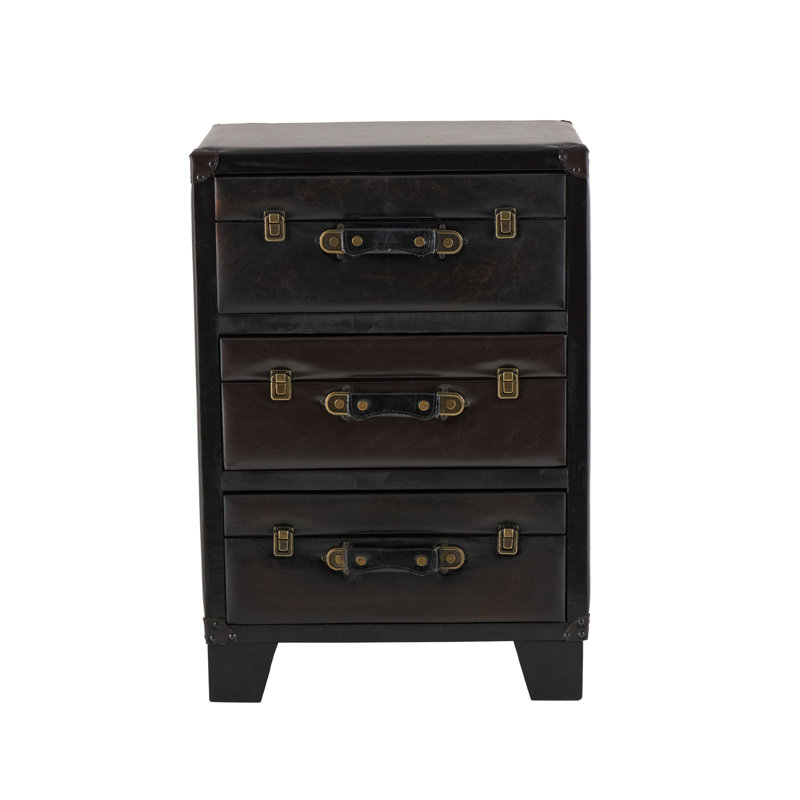 Armoire rétro en similicuir brun foncé Iinden