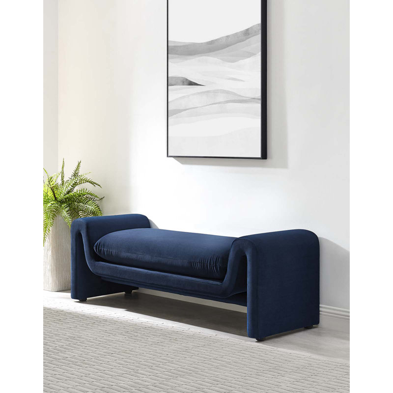 Modway Waverly Performance Velvet Bench, Mignight Blue