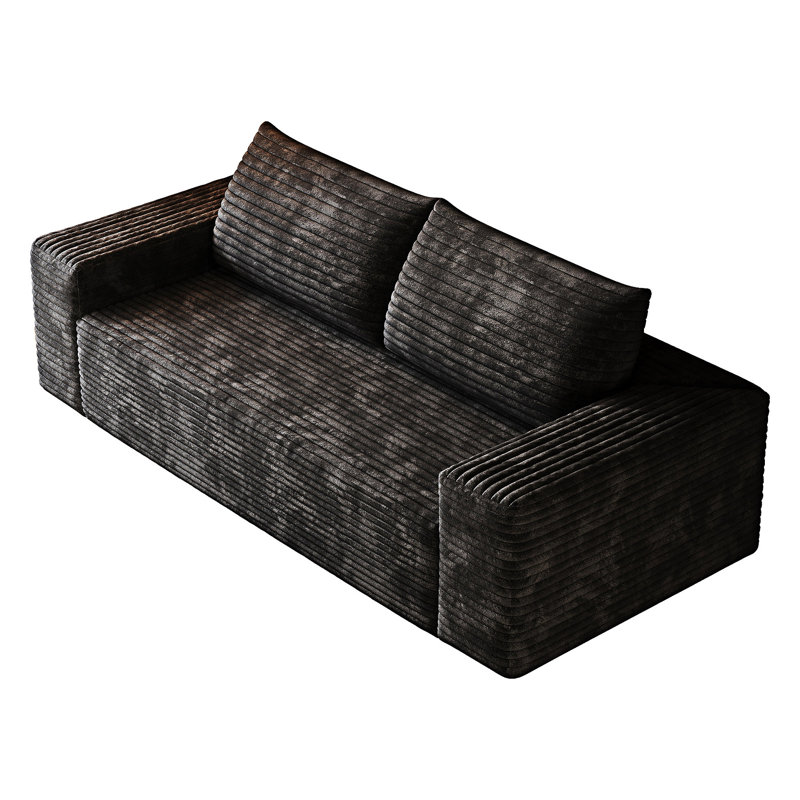 Canapé rembourré, H 25,22 po x l 63,04 po x P 35,46 po, Noir