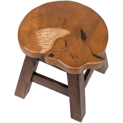 Auburn Sleeping Fox Step Stool Solid Wood