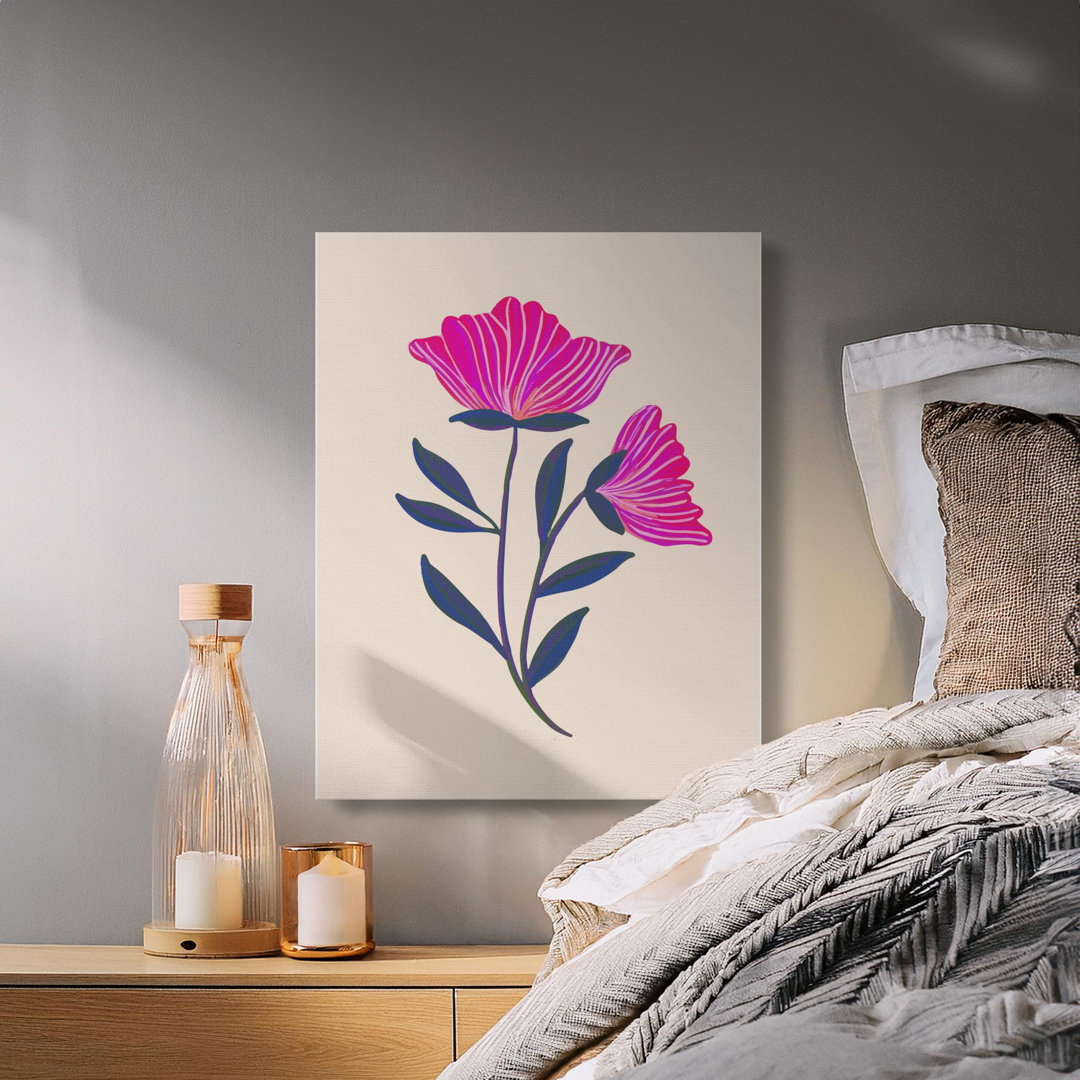 Floral Canvas Wall Art, Pink Flower Print, Gallery Wrapped Canvas, Modern Home Decor, Ready to Hang, Archival Inks, Statement Piece