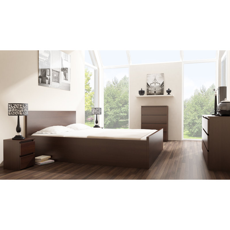Delancey 30cm W Manufactured Wood Bedside Table, Wenge