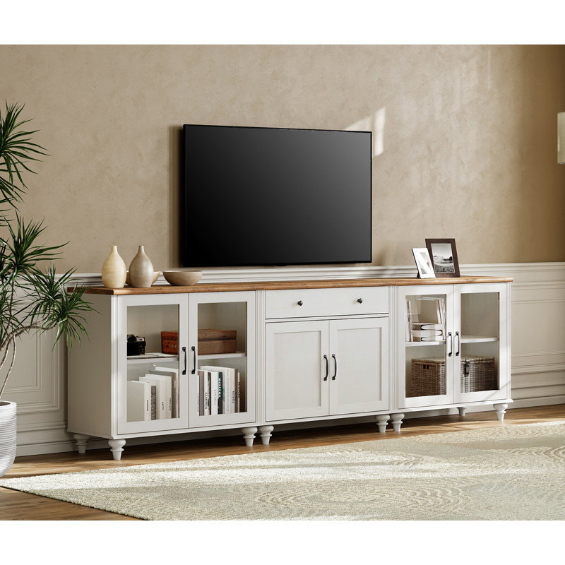 TV Stand For 100 Inch TV, 3-In-1 TV Console Table For 75/80/85/90 Inch TV, Entertainment Center With 6 Doors And A Drawer, Kitchen Sideboard Buffet Cabinet For Dining Room, White