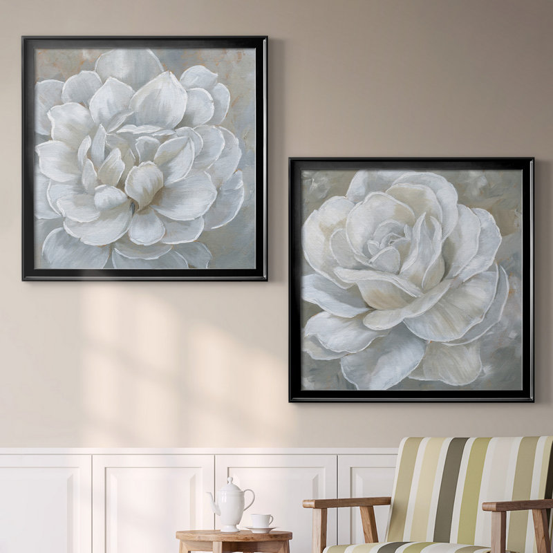 «Bombshell Bloom I», ensemble de 2 reproductions d'art sur toiles, Toile avec cadre argenté, H 34,5 po x l 69 po, Noir
