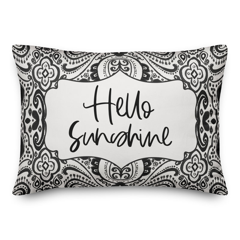 Paisley Outdoor Reversible Throw Pillow, Black