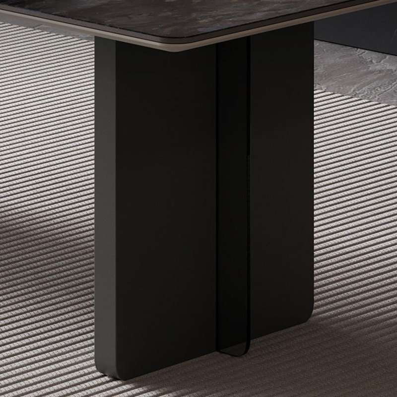 4 - Person Picture Rectangular Sintered Stone tabletop Dining Table Set, 29.53"H x 62.99"L x 31.5"W