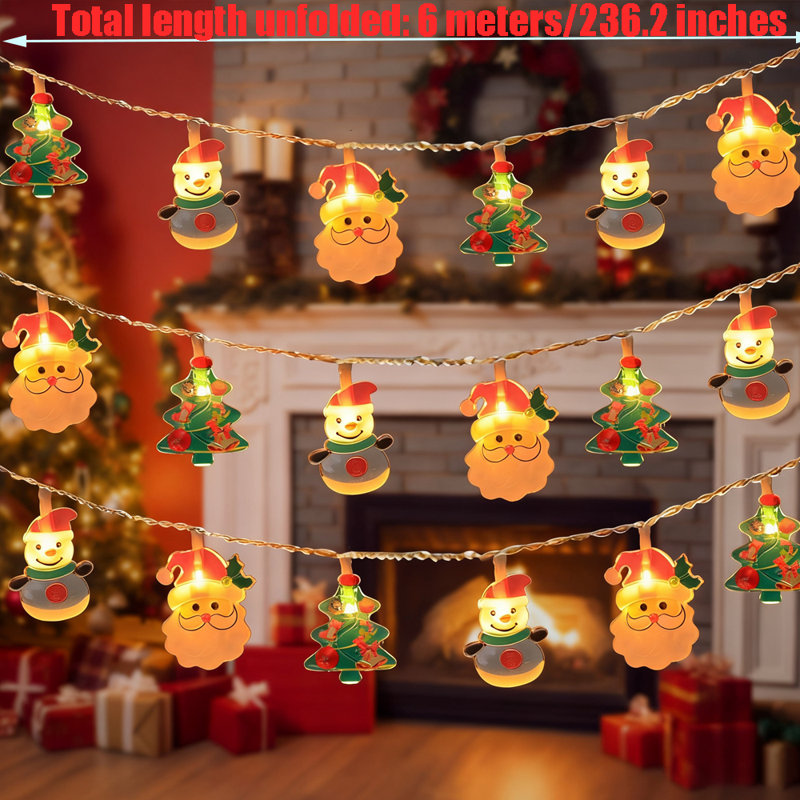 19.7 Feet Christmas Decorative Light String, 40 LED Christmas Tree Snowman Santa Claus Christmas Lights Battery Powered for Indoor Outdoor Christmas Holiday Christmas Tree Decoration