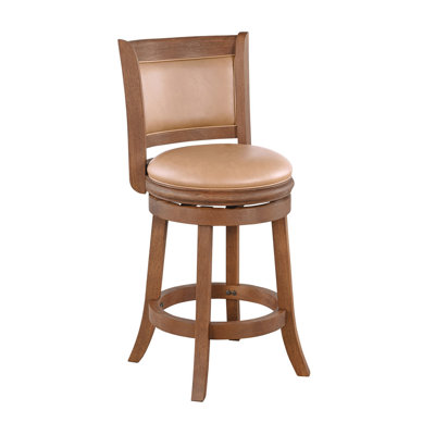 Chaise de bar pivotante Haley, similicuir brun, finition brossée