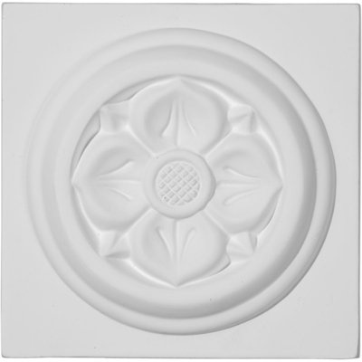 Endurathane Flower Plinth Block, 3 7/8"W x 3 7/8"H x 3/4"P, Factory Primed