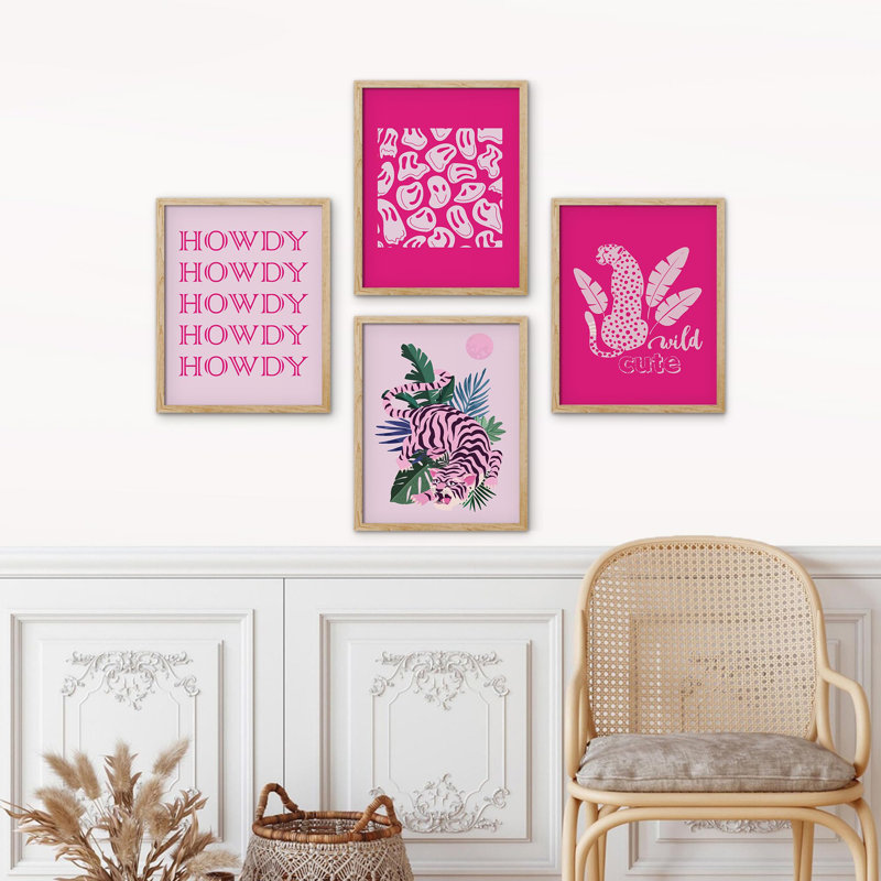 Howdy Pink Tiger Collages Shapes, H 16 po x l 12 po, Naturel