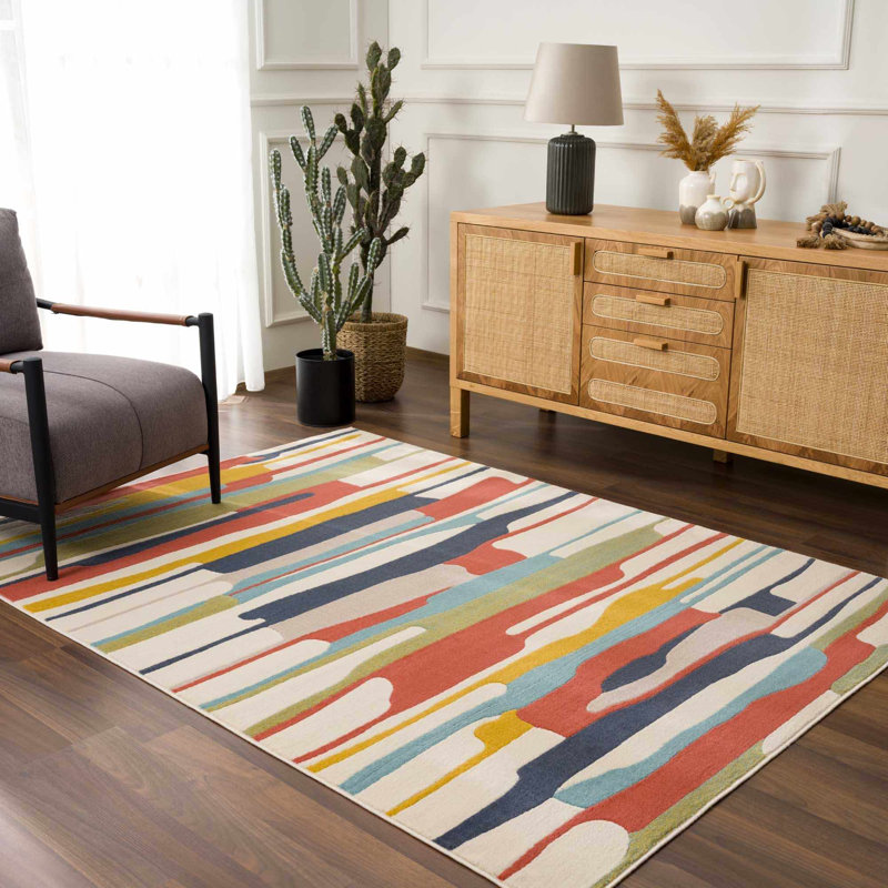 Tapis rayé beige / vert Dimond, Rectangle 5 pi 3 po x 7 pi 3 po