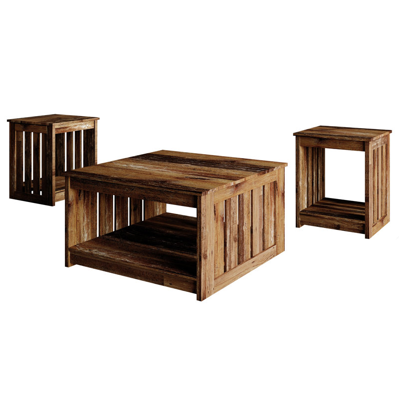 Ensemble de tables basses 3 pièces Nashua, Chêne rétro